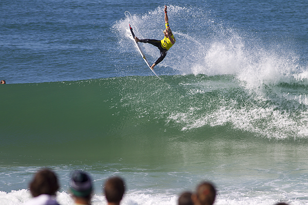 John Florence (HAW), 18, blasting off in Round 3 of the Rip Curl Pro Portugal.