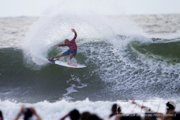 Kelly Slater (USA), 41, 11-time ASP World Champion and 2012 ASP World Runner-Up, defeated the reigning ASP World Champion Joel Parkinson (AUS), 31, in firing Kirra barrels at the Quiksilver Pro Gold Coast.