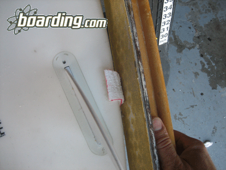 EPS Epoxy Surfboard Ding Repair - Shaping the rail