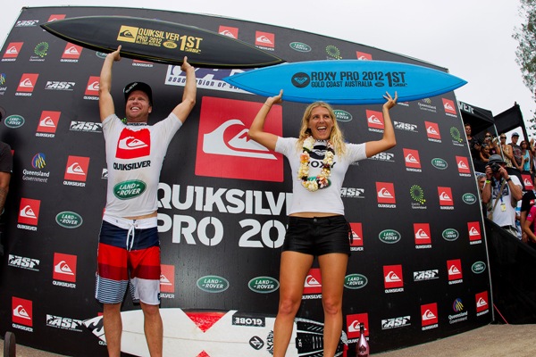 Taj Burrow (AUS), 33 and Stephanie Gilmore (AUS), 24, claim the opening stop of the 2012 ASP World Championship Tour.