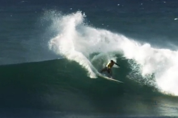 Sunny Garcia hacking his way to the 2012 HIC Pro podium at Sunset Beach.