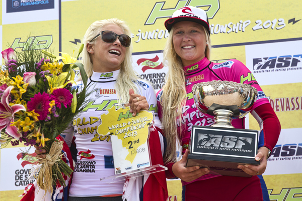 Hawaii's Tatiana Weston-Webb (HAW) left, and Ella Williams (NZL) right. Pic ASP/Smorigo