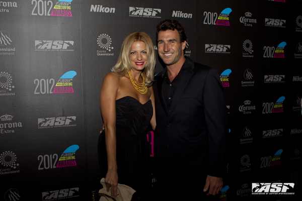 Mr and Mrs Parkinson at last year's ASP World Surfing Awards. Pic ASP/Kirstin