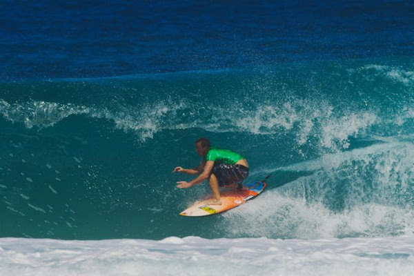 Jamie O'Brien was a standout in the small conditions at Gums today. Photo: Bielmann