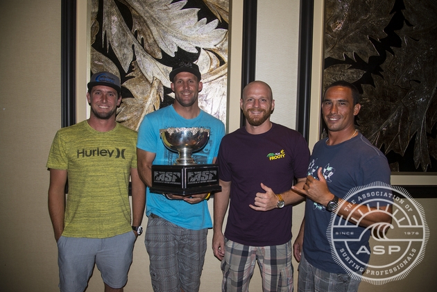 Four previous ASP World Longboard Champions all keen to win again in China - Harley Ingleby, Taylor Jensen, Phil Rajzman and Duane Desoto Photo: ASP/Robertson