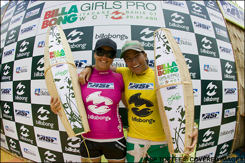 Samantha Cornish and Silvana Lima Billabong Girls Pro Itacare Brazil Surf Contest Winners