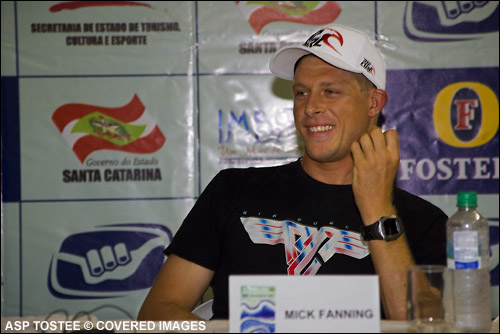 Mick Fanning ASP World Title Race Press Conference Hang Loose Santa Catarina Pro 2007. Photo Credit ASP Tostee