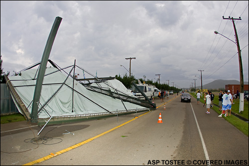 Hang Loose Santa Catarina Pro Surf Contest Storm Damage.  Photo Credit ASP Tostee