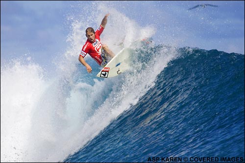 Current Fosters ASP world number 13 Damien Hobgood (Satellite Beach, Florida, USA) posted the highest heat score of the day, a 17.36 (out of a possible 20 points). Hobgood defeated Tahitian wildcard Hira Teriinatoofa to advance to round 3. Pic Credit ASP Tostee