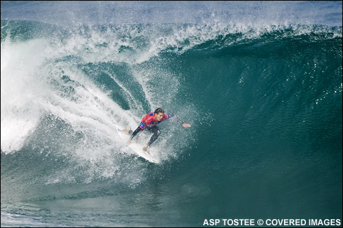 Andy Irons survived near-elimination at the hands of local wildcard Manuel Selman at the Rip Curl Pro Search Chile.  Pic credit asp Tostee.