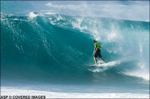 All it took in the final was a left at Pipe and a right at Backdoor and Jamie O’Brien had the Monster Energy Pro title in the bag. Pic credit ASP Tostee