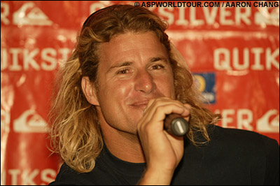 1999 ASP world champion Mark Occhilupo (Aus) had the crowd at the opening press conference for the Quiksilver Pro laughing with his candid comments and speculation on being an expectant father. Pic Credit Tostee