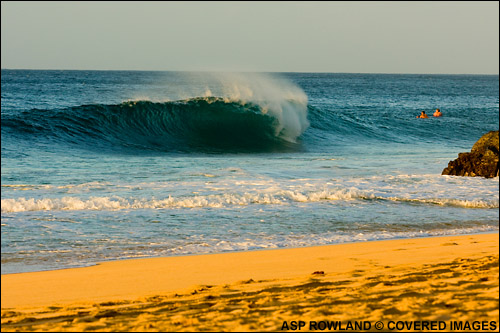 Pipeline Masters Called Off Today Due to small surf and poor conditions. Rock Piles, North Shore Oahu.  Photo Credit ASP Tostee.