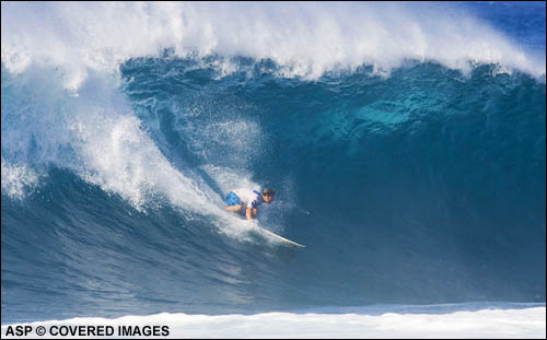 Hawaiian Pancho Sullivan will take on Kelly Slater, Luke Stedman & Reef McIntosh in his upcoming round 3 heat when competition resumes. Pic Credit ASP Tostee