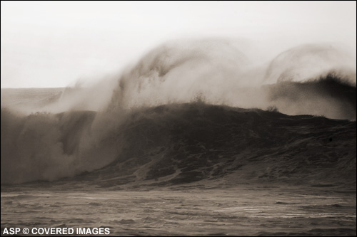 Despite the fact that a solid swell is lashing the coast of the North Shore it has been deemed that conditions are unsuitable for competition and as a result the Rip Curl Pro Pipeline Masters has been called off for today. Pic Credit ASP Tostee